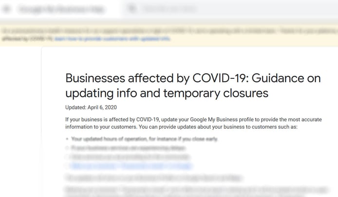 Google My Business COVID-19 updates
