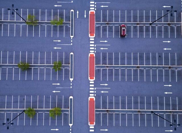 A new parking lot repaired with asphalt repair products